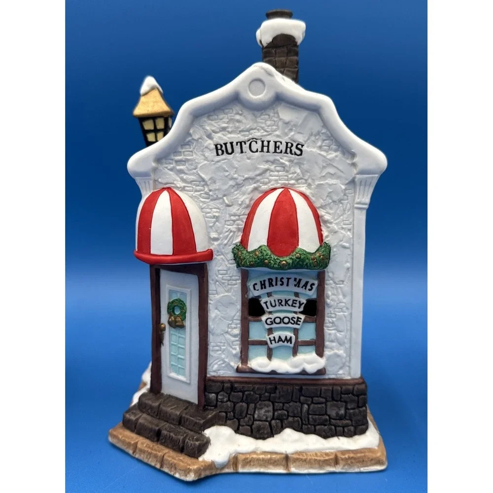 Vintage 1990's Mercuries Christmas Village -set Of 5 Stores w/ Light Cord